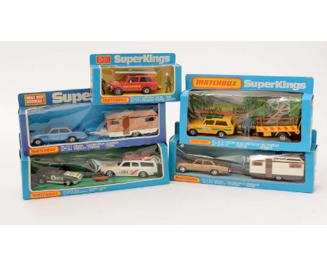 Matchbox Superkings to include: K-89 Forestry Set; K-46 Range Rover Fire Control; K-69 Caravan Touring Set; K-76 Volvo Raylei