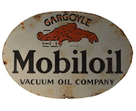 An enamel advertising sign, Gargoyle Mobiloil Vacuum Oil Company, by The Falkirk Iron Co Ltd, 90 x 61cms. 