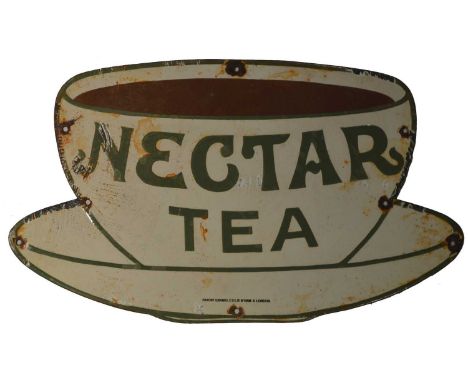 An enamel advertising sign, Nectar Tea, by Patent Enamel Co Ltd, Birmingham &amp; London, 54 x 32cms. 