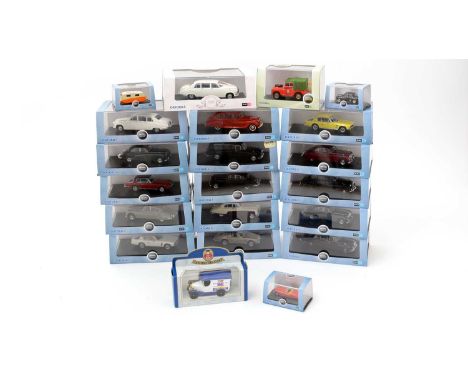 Oxford diecast model vehicles, sixteen 1:43 scale; in plastic boxes, and others of smaller scale, all boxed. (21)