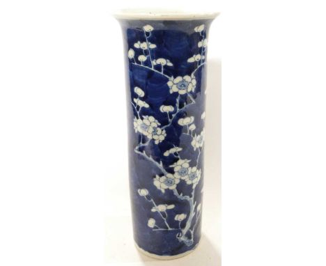 19th Century Chinese porcelain vase, the blue ground with prunus decoration, four character Kangxi mark to base, but 19th Cen