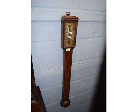 Dollond, London, a Georgian mahogany stick barometer with moulded cornice over a plain body and circular cistern base, 98cm h