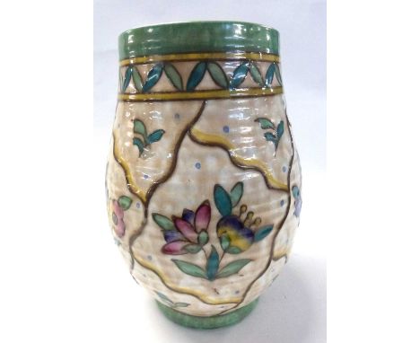 A Charlotte Rhead vase for Crown Ducal with tubelined floral design