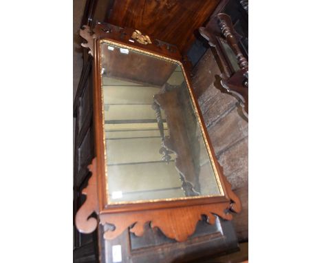 A Provincial Chippendale styled mahogany framed wall mirror with gilt eagle mount, 107cm high