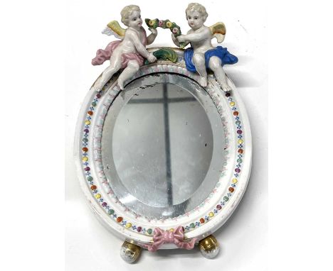 Sitzendorf mirror, the border with flowers and cherubs