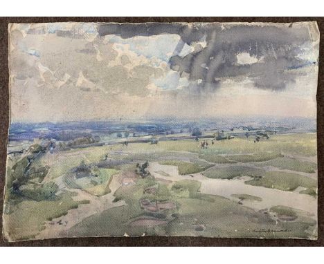 Arthur Henry Hammond Knighton (British, 1875-1970), 'Epsom Downs' watercolour, signed, unframed.