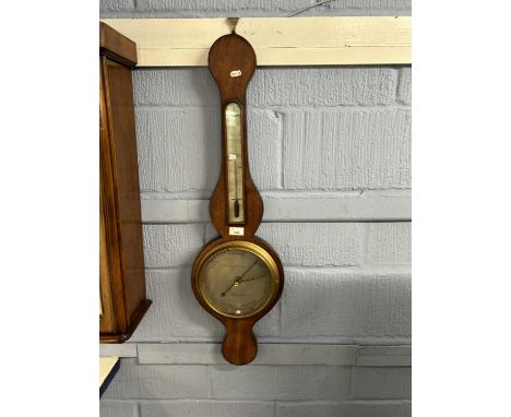 A Georgian mahogany cased barometer, the silvered dial signed F Molton, St Lawrence Steps, Norwich, 92cm high