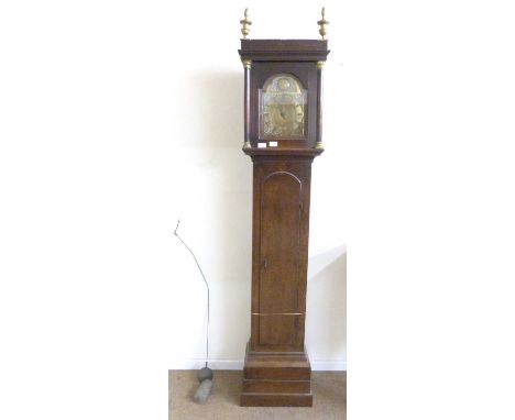 John Huggin, Aswellthorpe, an 18th Century 30 hour long case clock, brass face with single hand to a brass movement, striking