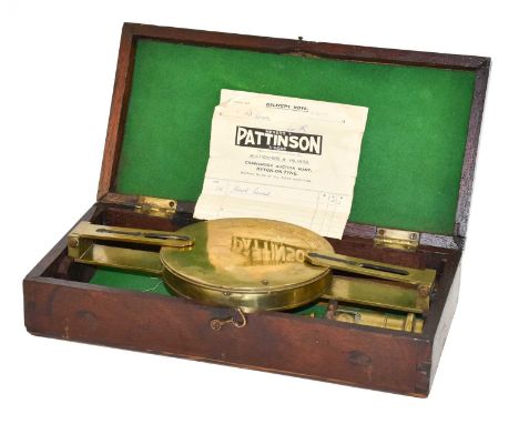 5 1/2" diameter, with tripod mounting and plumbline, mahogany box Condition report: Needle swings freely, has clamp for trans