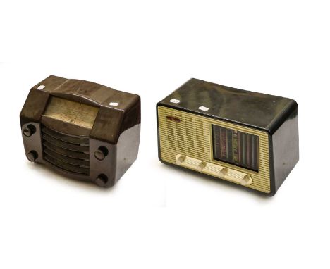 a small PYE multi-band receiver in black and cream combi; a Westminster Radio Type CTA5350; a GEC Type BC4940 with curved lad