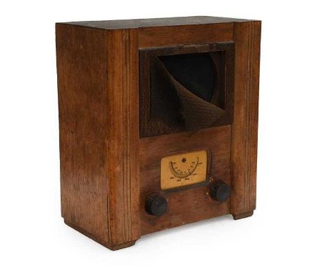 Circa 1943, (Code U2) - E. K. Cole Ltd, mains version in portrait crate wood case, cream finished tin dial and the remains of