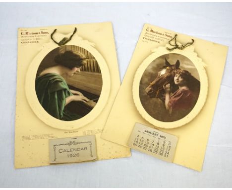 TWO 1920's WALL CALENDARSfor 'G.Morison & Sons, Manufacturing Confectioners, Grange Street, Kilmarnock.', both with photograp