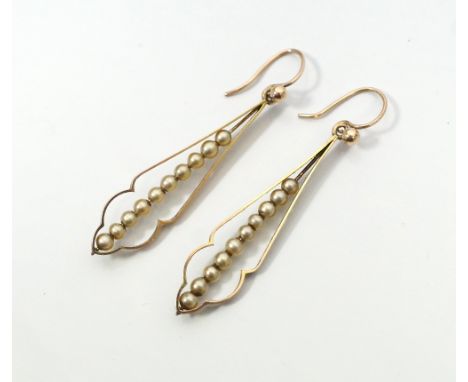 SIMULATED SEED PEARL SET DROP EARRINGSin nine carat gold