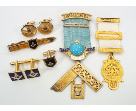 MASONIC 'POLARIS LODGE No.4407' SILVER GILT AND ENAMEL JEWEL '1962-63'engraved 'Presented to W.Bro.Robert Cochrane by the bre