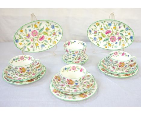 MINTON 'HADDON HALL' TEA SERVICE
designed by John Wadsworth, comprising ten cups; twelve saucers; twelve sideplates; two comp