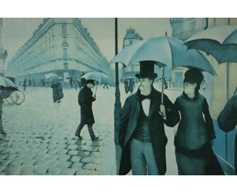 19th century French School, Parisian Scene, oleograph print on canvas with picture lamp attached. H.65 W.77cm. 