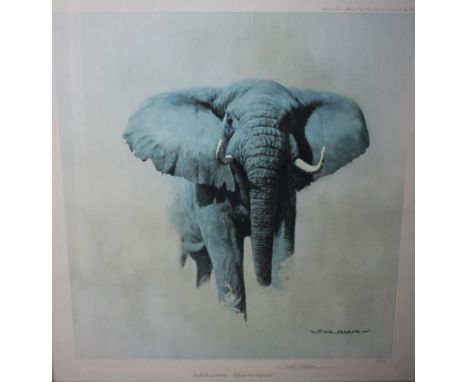 AFTER DAVID SHEPHERD (b.1931). A sketch for a painting, African Bull Elephant', signed in pencil lower right, blind stamp low