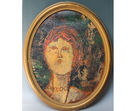 CIRCLE OF AMADEO MODIGLIAN (1884 - 1920). An impressionist oval head and shoulder portrait study of a young woman, bears sign