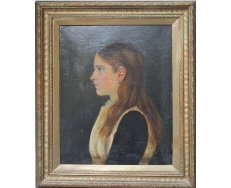 19TH CENTURY BRITISH SCHOOL, a portrait study of a young girl, Lucy Willis, see verso, signed  and dated 1880 verso,oil on ca