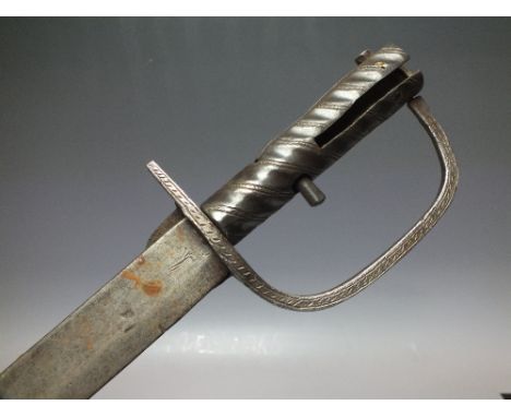 A BRUNSWICK BAYONET WITH INDISTINCT INITIALS ON END OF HANDLE, no scabbard, blade L 54 cm, overall L 66 cm