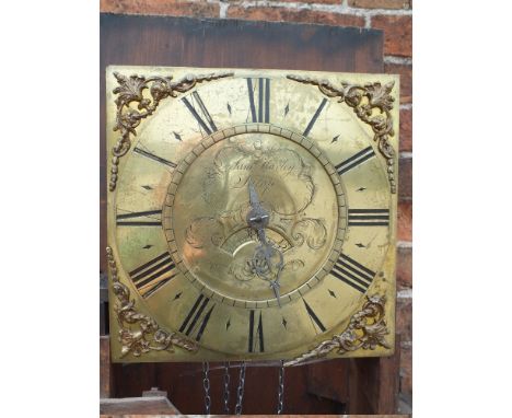 A LATE 18TH CENTURY OAK 30 HOUR LONGCASE CLOCK BY SAMUEL HARLEY - SALOP, the 11" brass dial with single finger, date aperture