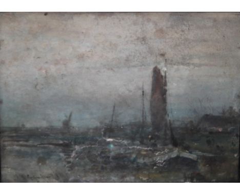 DONALD FRANZ.  Dockland scene, signed lower right and dated 1957, watercolour, unframed, 40 x 51 cm, together with V. COLLING