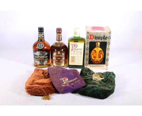 Four bottles of blended Scotch whisky including DIMPLE 12 year old 75cl 40% abv boxed, TEACHER'S ROYAL HIGHLAND 12 year old 7