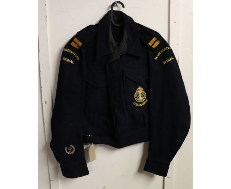 British Civil Defence Corps dress uniform jacket having Charles Markson Limited label "Blouses, Men's CD20, size 15, 1952" wi