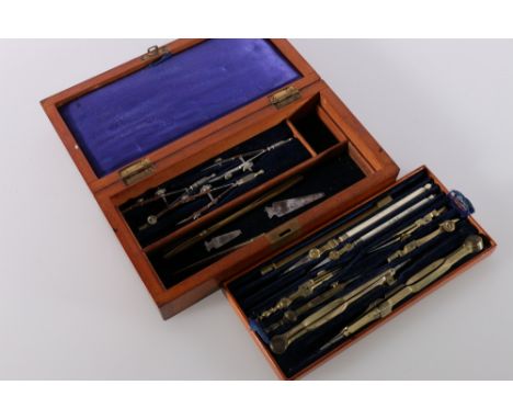 WWI era war department issue drawing set with instruments stamped Thornton, Stanley and Halden and dated 1916 and 1917 with w
