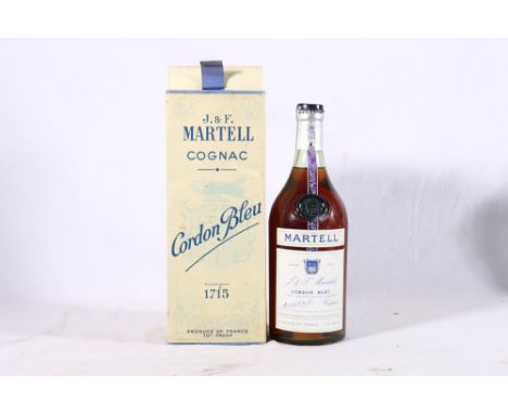 MARTELL Cordon Bleu fine liqueur Cognac brandy, with spring cap, 70° proof, no volume stated, in box with original tissue pap