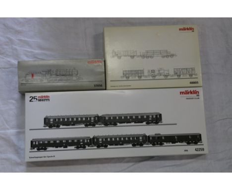 Marklin HO gauge model railways including 42259 Schnellzugwagen set, 48805 Guterwagen set 150 Jahre Semmering Bahn and 37056 