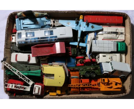 Approximately 30 playworn Dinky Toys model vehicles including 952 Vega Major Luxury Coach, 275 Brinks Armoured Car, 975 38-RB