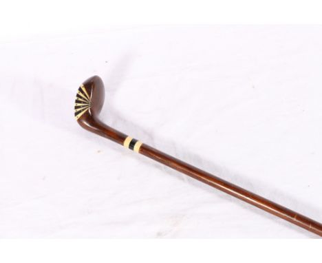 Bone and ebony inlaid golf Sunday stick 