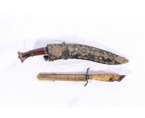 Black Forest hunting knife with deer foot handle, the blade marked for A W Walker and Son of Austria, blade length 14.5cm kni