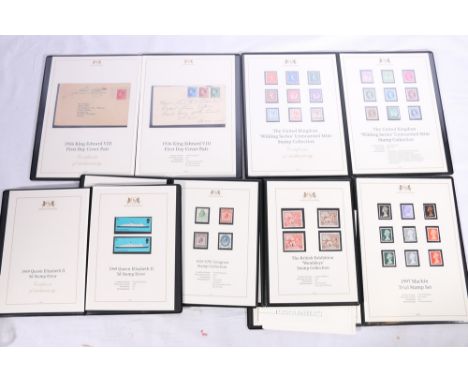 Six Harrington and Byrne stamp issues including Elizabeth II 1997 Machin Trial Stamp Set (retail £399 in 2017), 1969 5d Queen