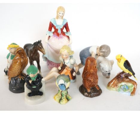 SMALL COLLECTION OF CERAMIC FIGURES AND ORNAMENTS
comprising a Paragon 'Lady Anne' 19cm high; Bing & Grondahl child with bull