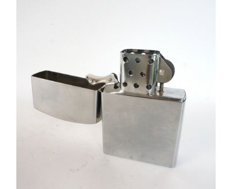 LARGE ZIPPO STYLE LIGHTER
with flip lid in a polished steel case, 17cm high