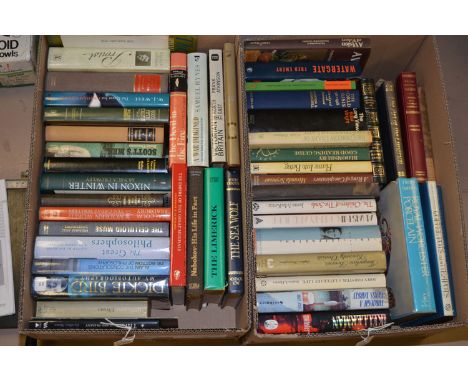 Hardback books, to include: Nixon in Winter; Royal Worcester Porcelain; The Empire Of The Great Mughals; and others, in two b