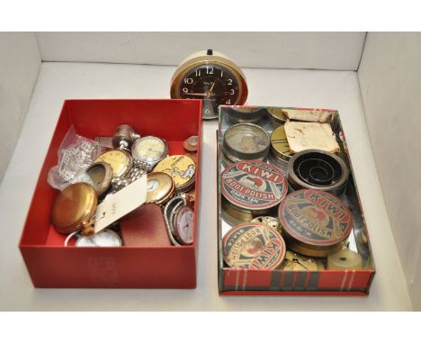 Plated and steel pocket watches; wristwatches; and parts, to include: watch glasses and movements and watchmakers tools.