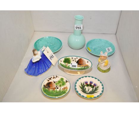 Modern Wemyss dishes, signed G.H.P.; a small Poole vase; two Colclough china 'Festival of Britain 1951' dishes; Royal Doulton