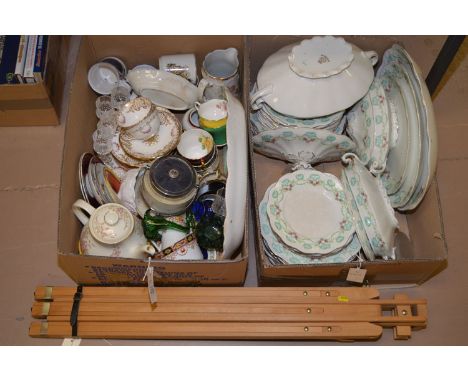 A part dinner service by Bishop & Stonier, comprising: dinner plates, tea plates, tureens, and meat plates; Aynsley part tea 
