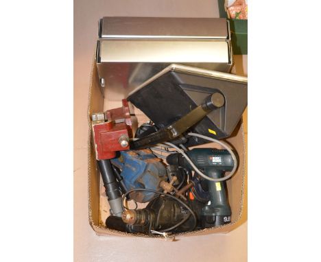 Electric power tools, to include: Black & Decker KC96C power drill; a floodlight; and other items.