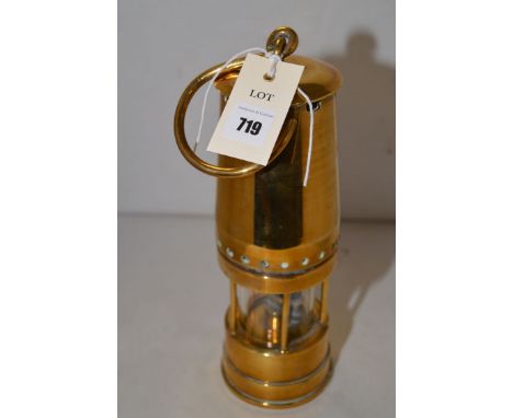 A Patterson's Lamp Ltd. Type GTL9 brass miner's lamp.