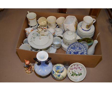 Household ceramics, to include; enamel decorated part tea service; commemorative tea ware; a Chinese blue and white tea cup d