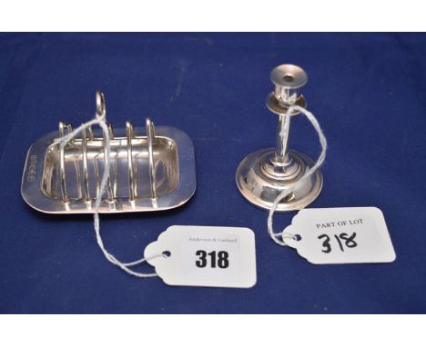 A Victorian miniature toast rack, by Joseph Gloster & Sons, Birmingham 1896, 8cms (3in.); together with a Victorian silver se