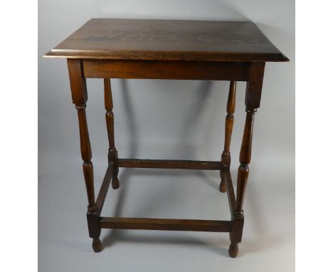 An Oak Rectangular Topped Occasional Table on Turned Supports, 60cm Wide 