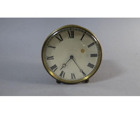 A Brass Cased Drum Clock with French Movement, 9.5cm Diameter 