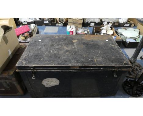 A Tin Travelling Trunk, 90cm Wide 