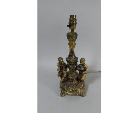 A Brass Figural Table Lamp Base, 38cm High 
