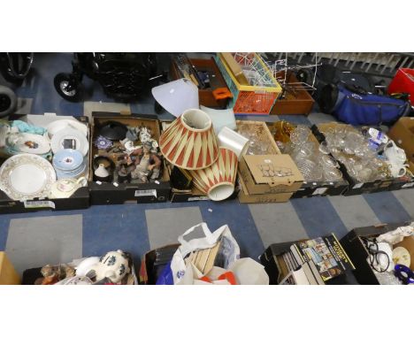Seven Boxes of China, Glassware, Table Lamps, Figural Ornaments etc 